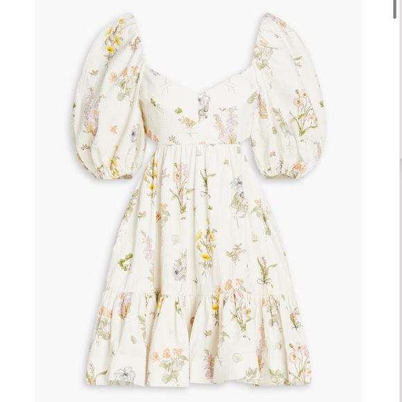 ZIMMERMANN Cutout floral-print cotton-blend seersucker mini dress. Sz 2. Shopbop - Picture 6 of 9